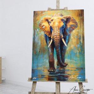 tableau éléphant abstrait