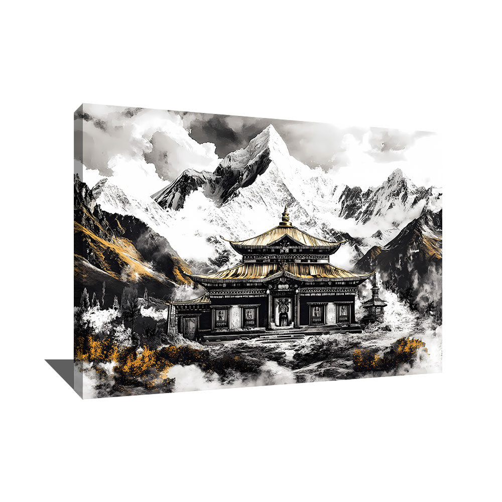 TABLEAU MONTAGNE NOIR ET BLANC