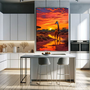 tableau abstrait girafe