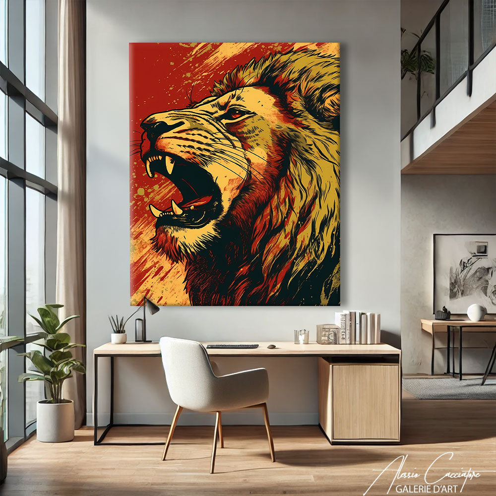 TABLEAU LION ROUGE