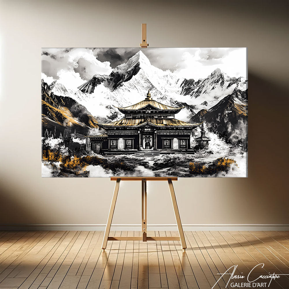 TABLEAU MONTAGNE NOIR ET BLANC