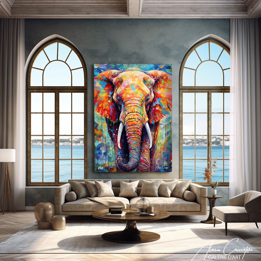 tableau éléphant peinture – mise en situation