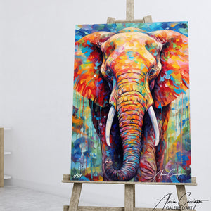 tableau éléphant coloré
