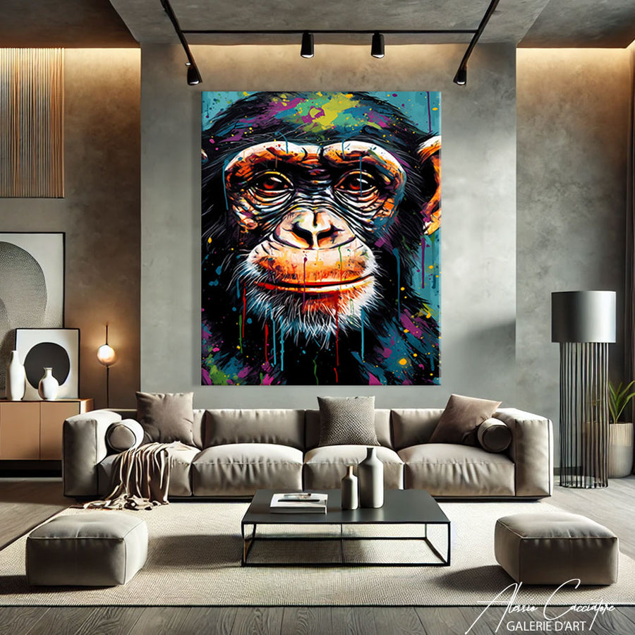 peinture singe coloré – mise en situation
