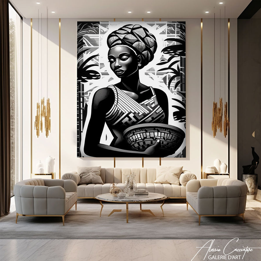 tableau afrique noir et blanc – mise en situation