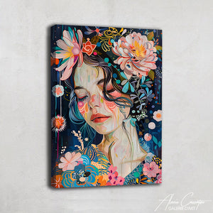 Tableau Femme avec Fleur