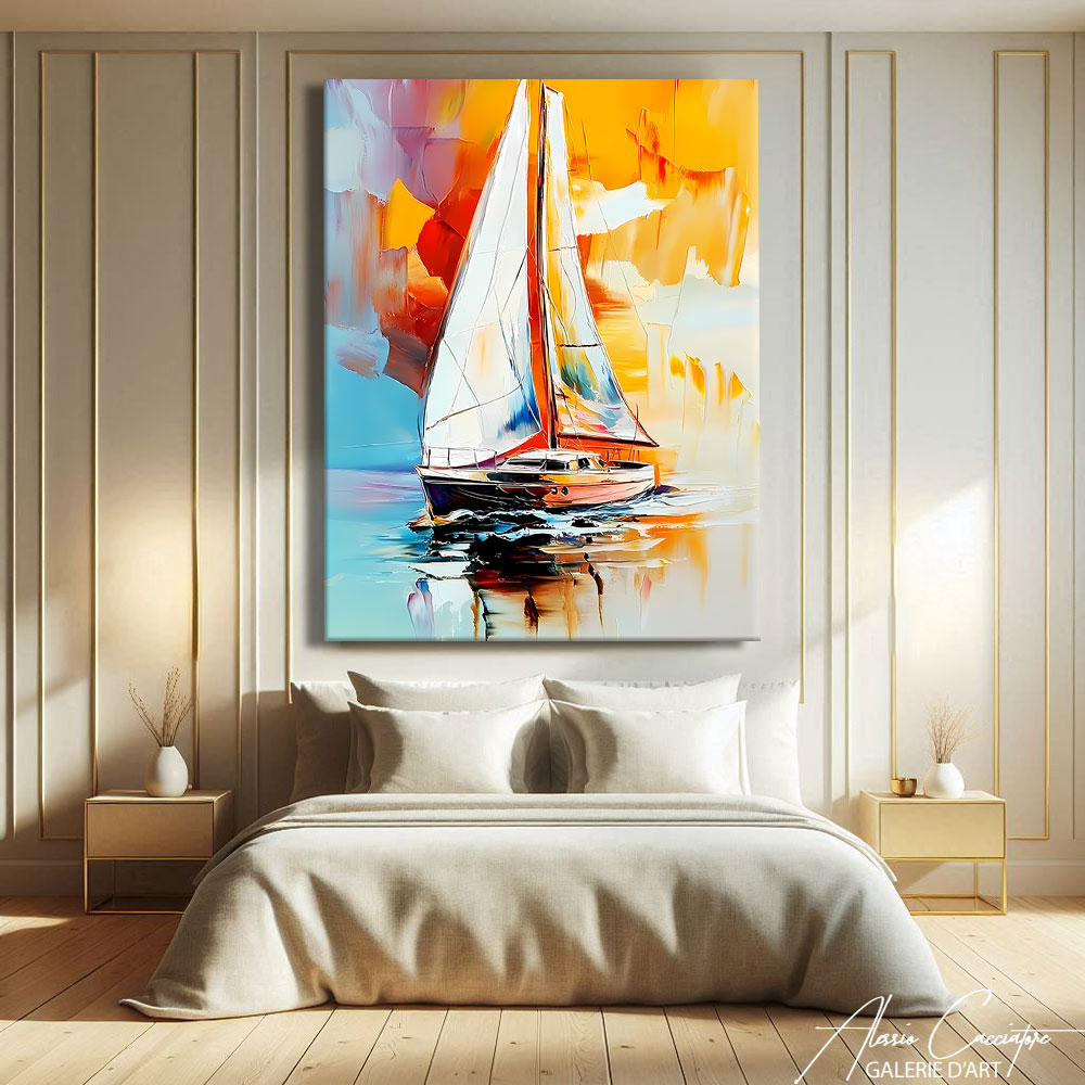 TABLEAU DE VOILIER EN MER
