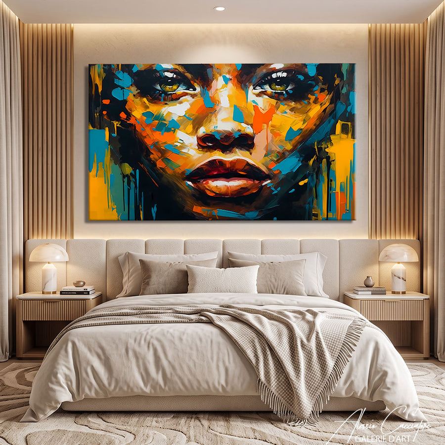 TABLEAU AFRICAINE ACRYLIQUE – mise en situation