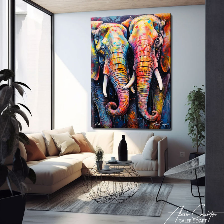 tableau éléphant peinture – mise en situation