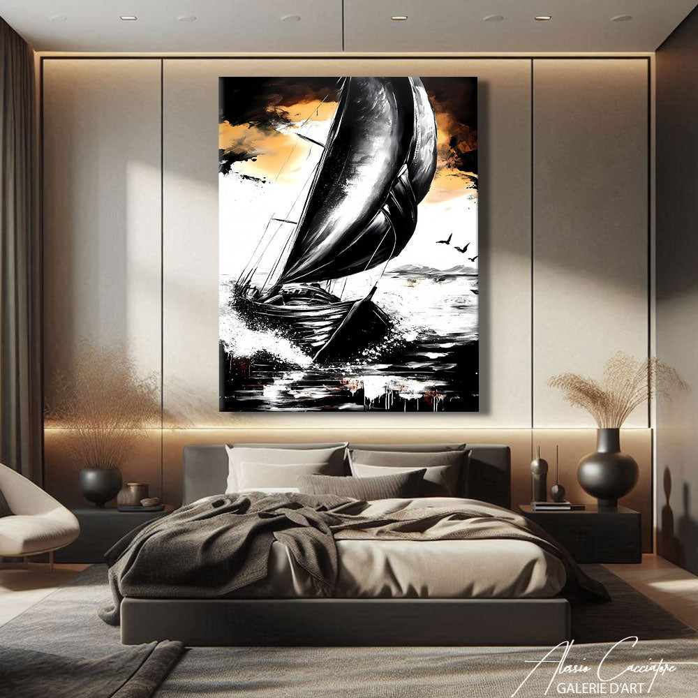 TABLEAU DE BATEAU NOIR ET BLANC