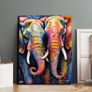 tableau éléphant coloré