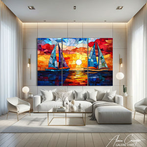 Tableau Triptyque Coucher de Soleil