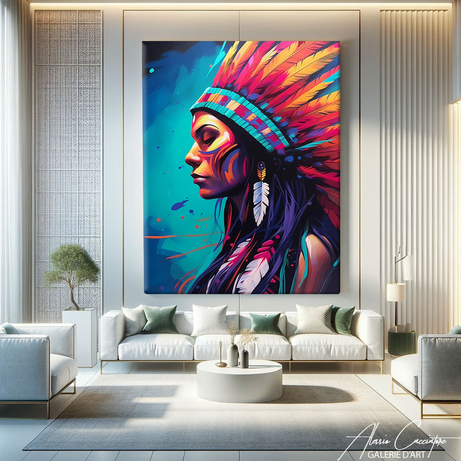TABLEAU AMÉRINDIENNE PEINTURE – mise en situation
