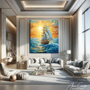tableau peinture bateau moderne