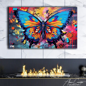 tableau papillon fleurs