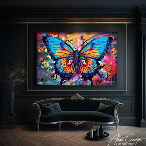 tableau papillon fleurs