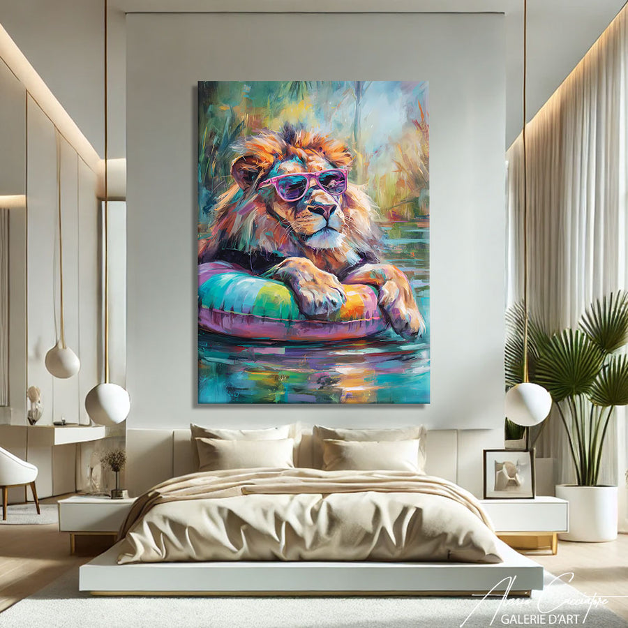 Tableau Lion Salle De Bain – mise en situation