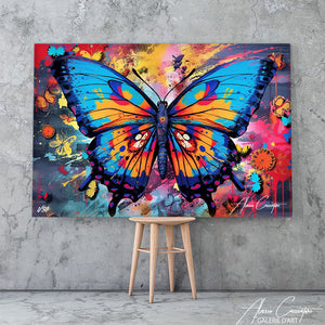 tableau papillon fleurs
