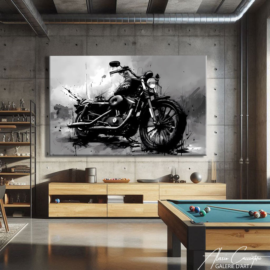 Tableau Moto Noir Et Blanc – mise en situation