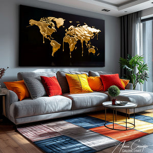 tableau carte du monde noir