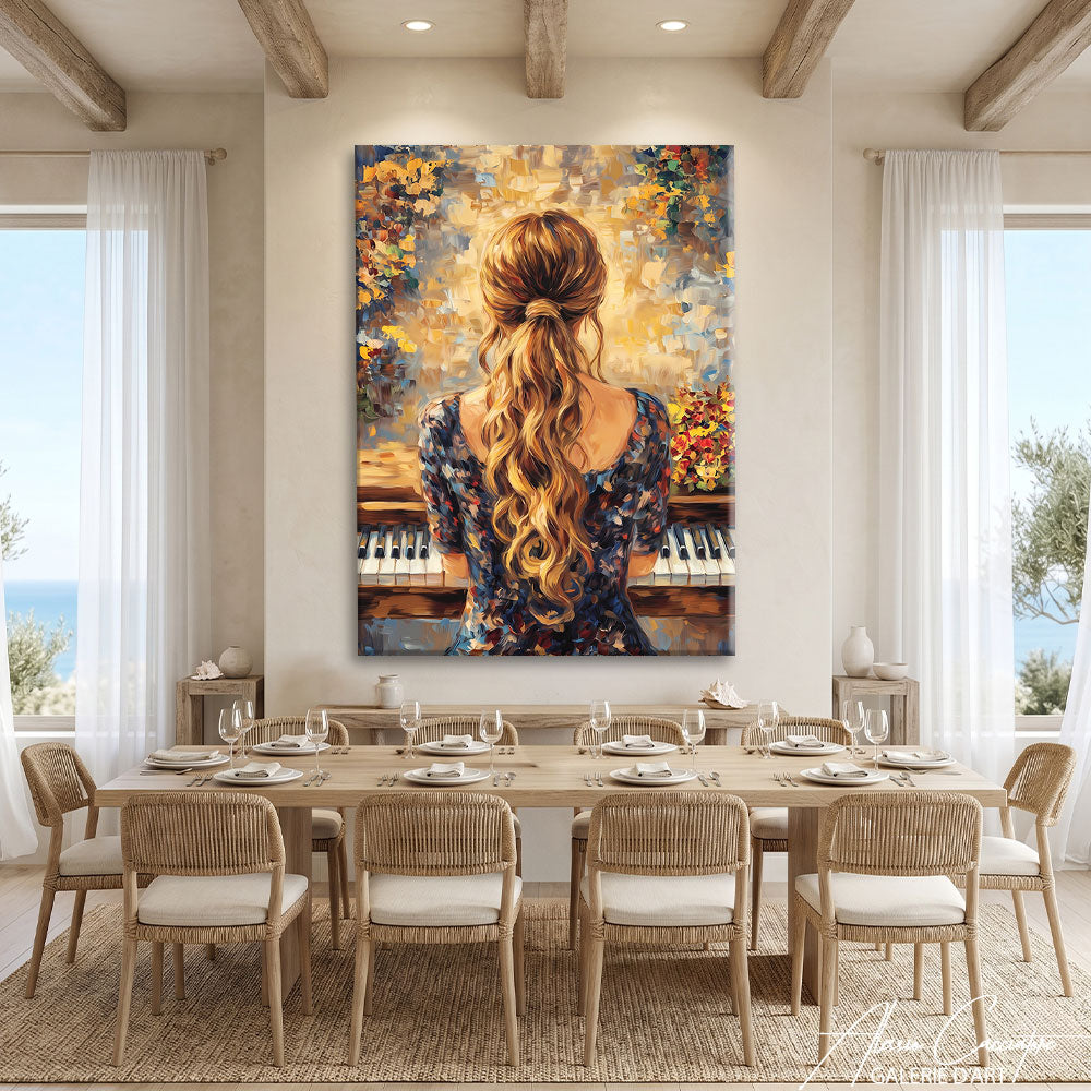Tableau Femme Au Piano Peinture