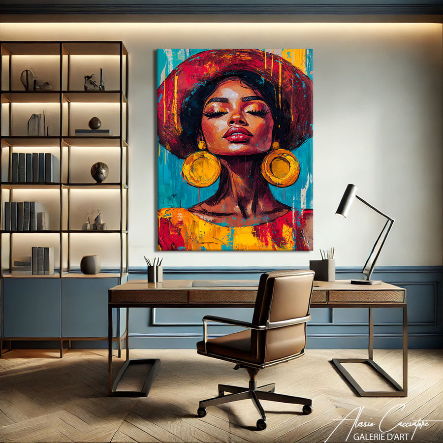 TABLEAU FEMME AFRICAINE MODERNE
– mise en situation