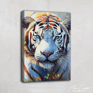 Tableau Tigre Blanc Yeux Bleu