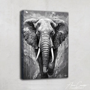 Peinture Éléphant Noir Et Blanc