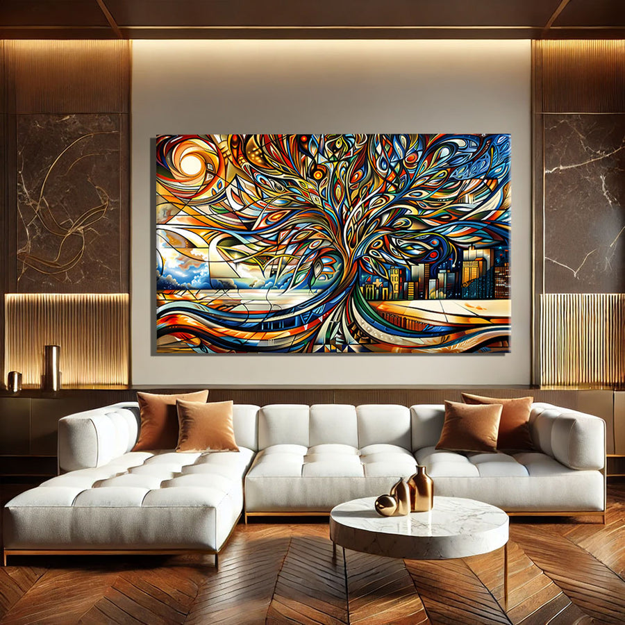 Tableau Contemporain Arbre – mise en situation