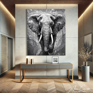 Tableau Éléphant Noir Et Blanc