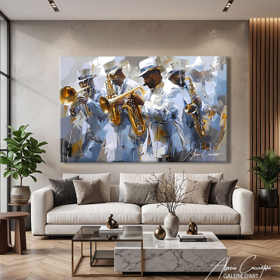 TABLEAU MUSICIENS JAZZ ABSTRAIT – mise en situation