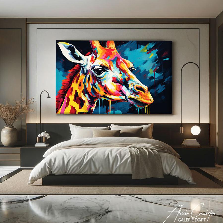 peinture girafe pop art – mise en situation