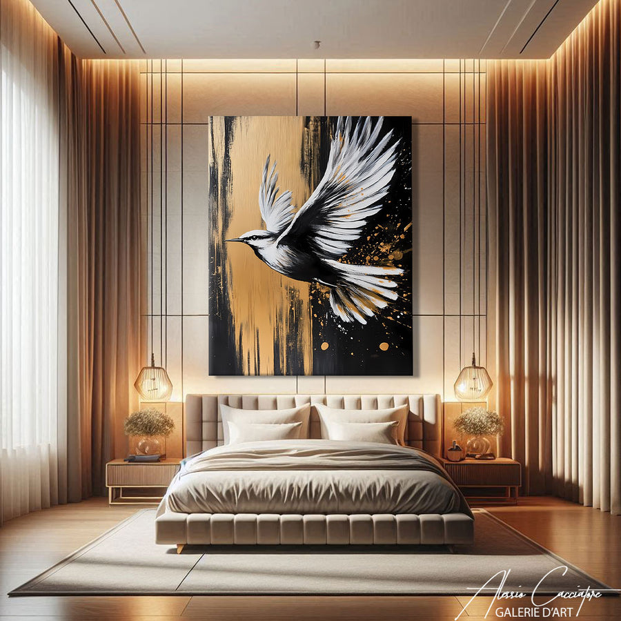 Tableau Oiseau Ancien – mise en situation