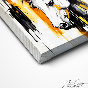 TABLEAU CHEVAL BLANC ET ORANGE AlessioCacciatore