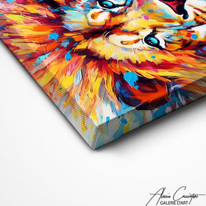 TABLEAU LION YEUX BLEUS Alessio Cacciatore