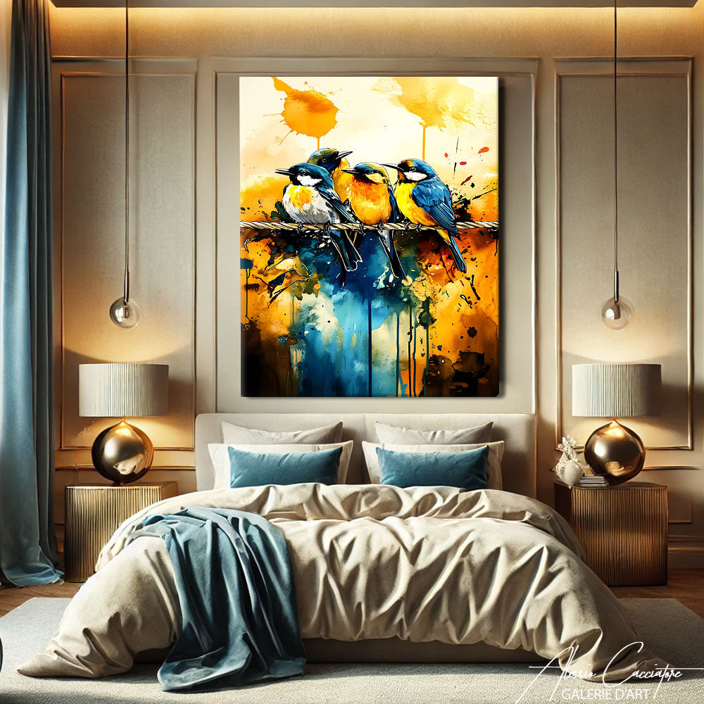 Tableau Oiseaux sur un Fil