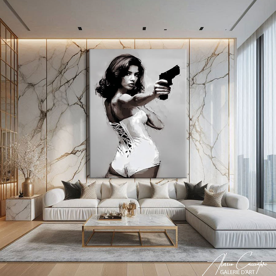 Tableau Noir Et Blanc Femme – mise en situation