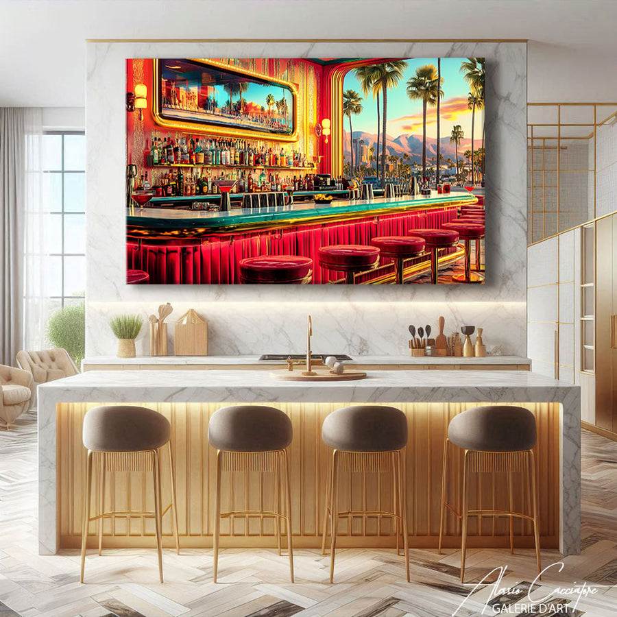 Tableau Mid Century Coloré – mise en situation