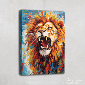 TABLEAU LION PEINT