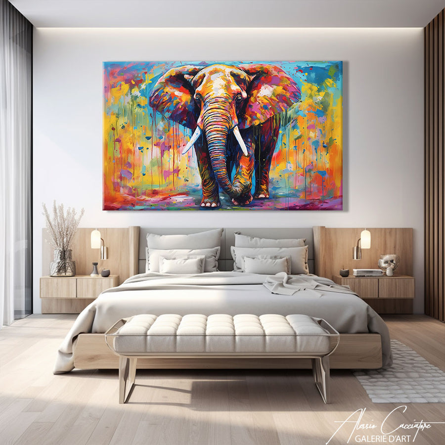 peinture abstraite elephant – mise en situation