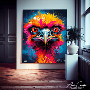 tableau autruche pop art