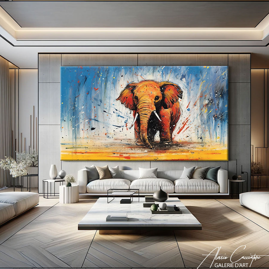 Peinture Abstraite Éléphant – mise en situation