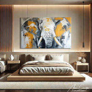 Tableau Abstrait Orange et Gris