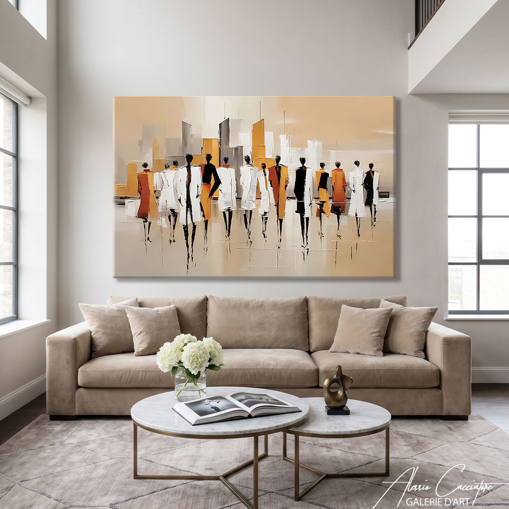 tableau abstrait beige peinture