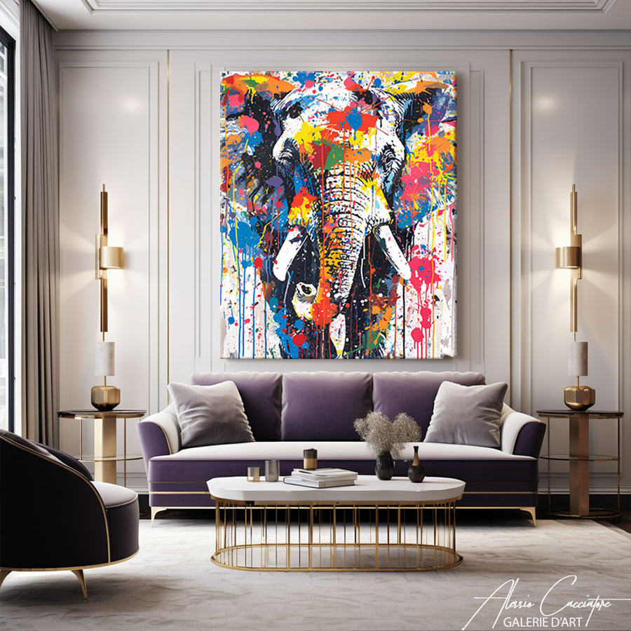 Peinture Éléphant Pop Art – mise en situation