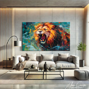 TABLEAU LION SAVANE