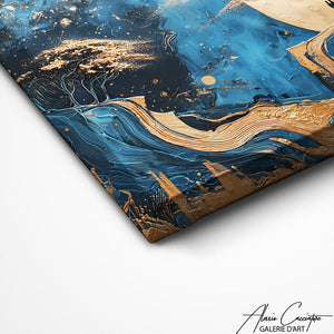 TABLEAU ABSTRAIT BLEU ET OR AlessioCacciatore