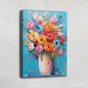 tableau bouquet de pivoines