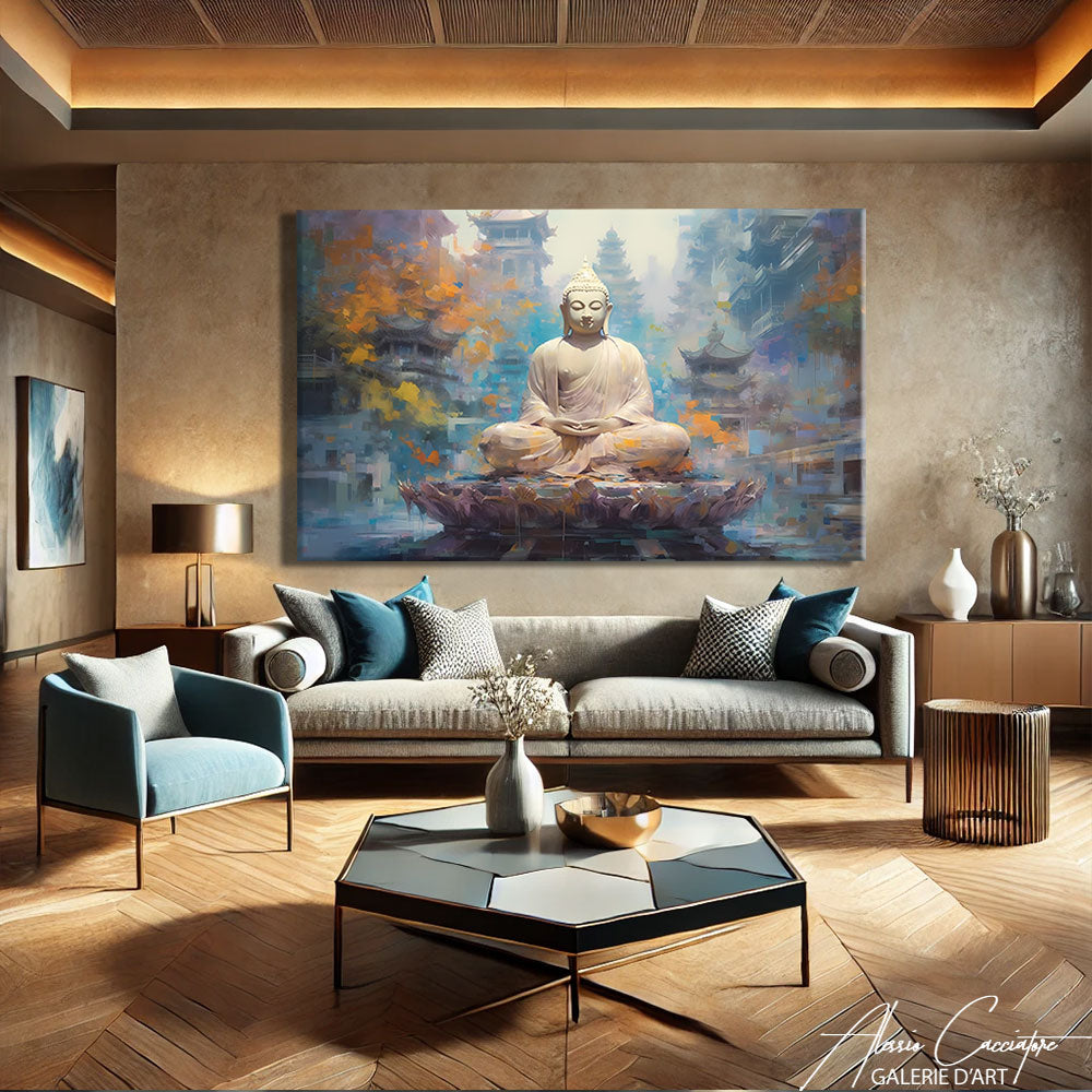 TABLEAU BOUDDHA BLANC
