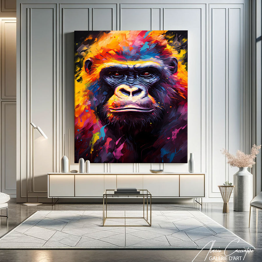 tableau gorille pop art – mise en situation